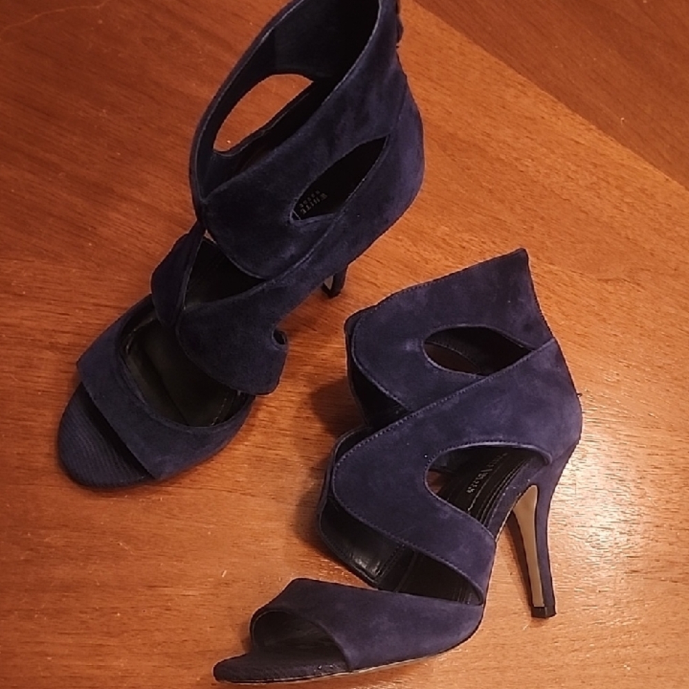 White House Black Market Blue Strappy Heels